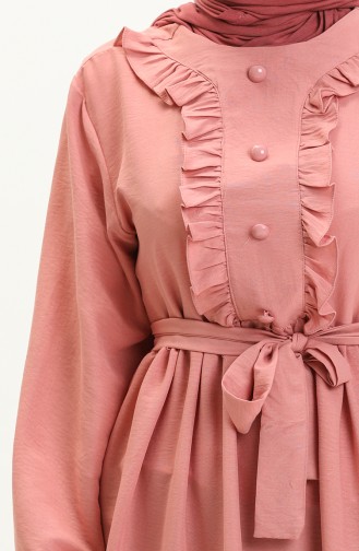 Rfuffled Belted Dress 1001-07 Dusty Rose 1001-07