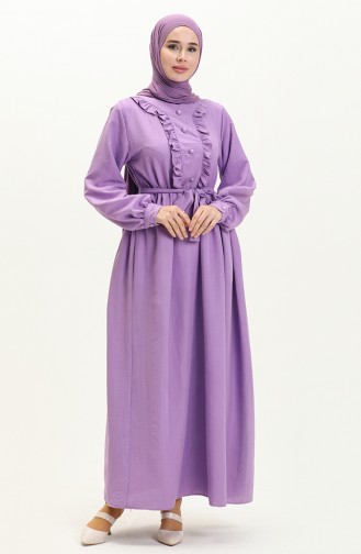 Ruffled Belted Dress 1001-08 Dark Lilac 1001-08