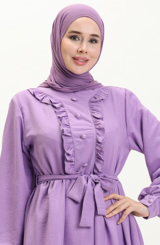 Ruffled Belted Dress 1001-08 Dark Lilac 1001-08