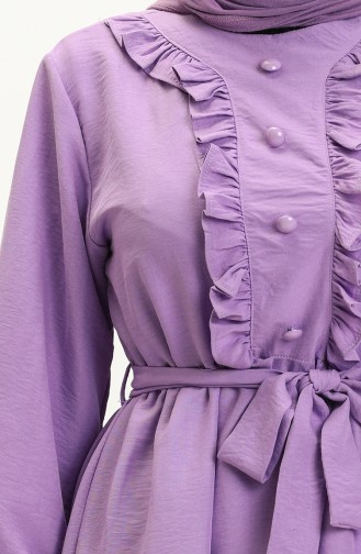 Ruffled Belted Dress 1001-08 Dark Lilac 1001-08