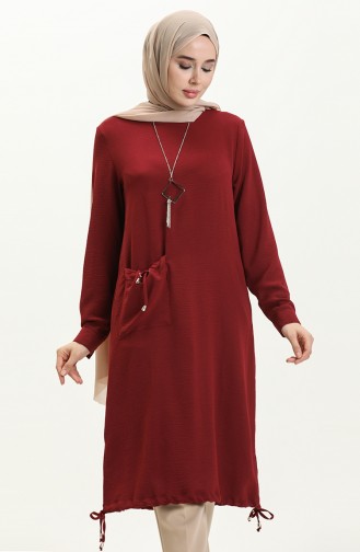 Aerobin Fabric Necklace Long Tunic 6794-02 Claret Red 6794-02