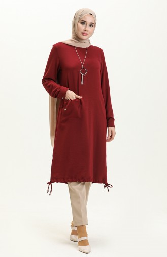 Aerobin Fabric Necklace Long Tunic 6794-02 Claret Red 6794-02