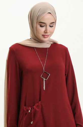 Aerobin Fabric Necklace Long Tunic 6794-02 Claret Red 6794-02