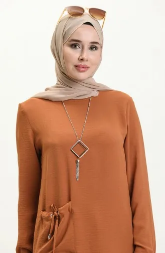 Tunique longue en Tissu Aerobin avec Collier 6794-05 Tabac 6794-05