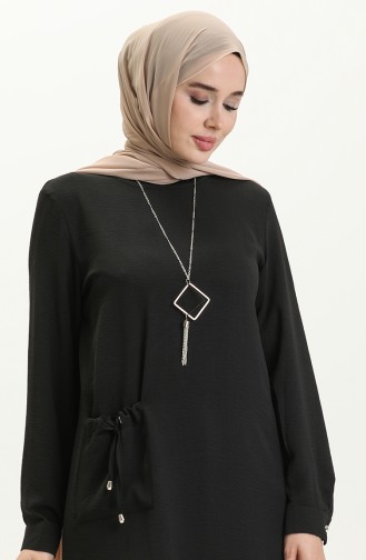 Aerobin Fabric Necklace Long Tunic 6794-06 Black 6794-06