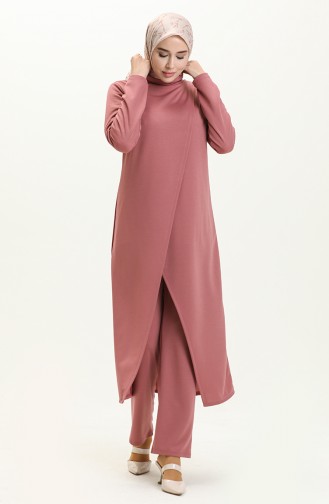 Tesettür Tunik Pantolon Takım 8075-01 Gül Kurusu
