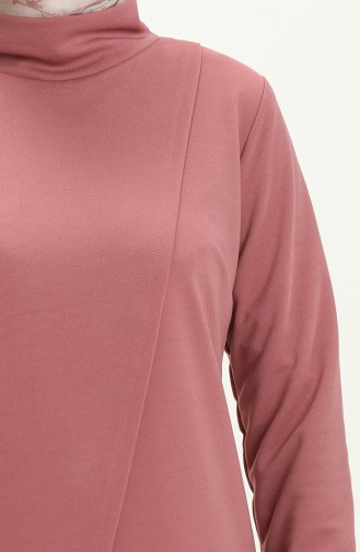 Tesettür Tunik Pantolon Takım 8075-01 Gül Kurusu