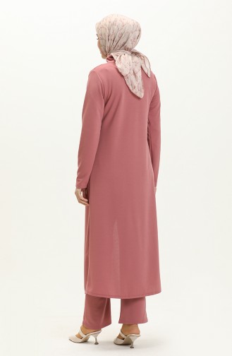 Ensemble Double Pantalon Tunique Hijab 8075-05 Rose Poudré 8075-05