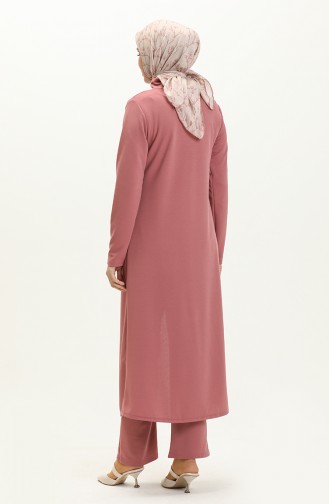 Tesettür Tunik Pantolon Takım 8075-01 Gül Kurusu