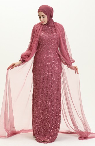 Robe de Soirée à Paillettes 5519-12 Rose Pâle Foncé 5519-12