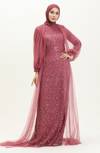 Robe de Soirée à Paillettes 5519-12 Rose Pâle Foncé 5519-12