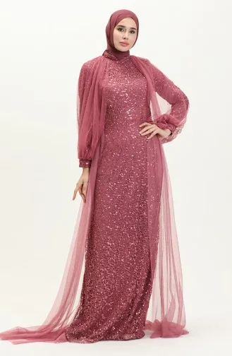 Pailletten-Abendkleid 5519-12 Dunkelrosa 5519-12