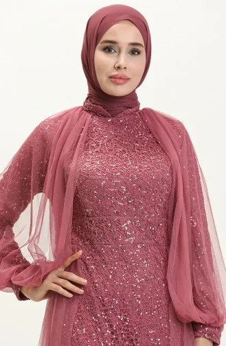 Pailletten-Abendkleid 5519-12 Dunkelrosa 5519-12
