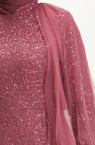 Robe de Soirée à Paillettes 5519-12 Rose Pâle Foncé 5519-12