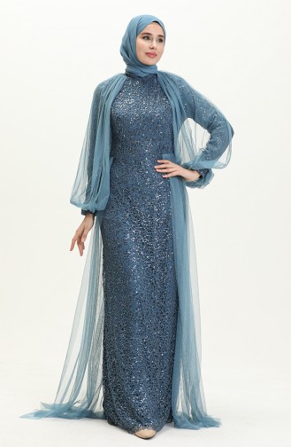 Sequined Evening Dress 5519-13 Petrol 5519-13