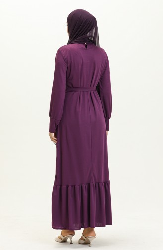 Kleid mit Knopfdetail und Gürtel 1667-06 Lila 1667-06