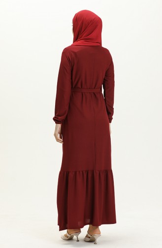 Shirred Belt Necklace Dress 1784-08 Claret Red 1784-09