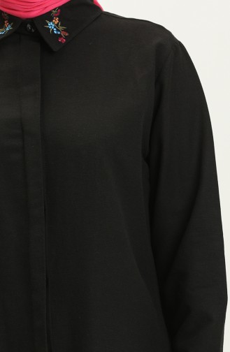 Linen Embroidered Two Piece Suit 1004-02 Black 1004-02
