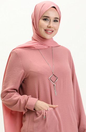 Aerobin Fabric Necklace Long Tunic 6794-03 Dusty Rose 6794-03