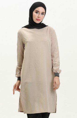 Geraffte Tunika Hose Zweier Set 3705-01 Beige 3705-01
