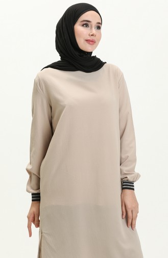 Geraffte Tunika Hose Zweier Set 3705-01 Beige 3705-01