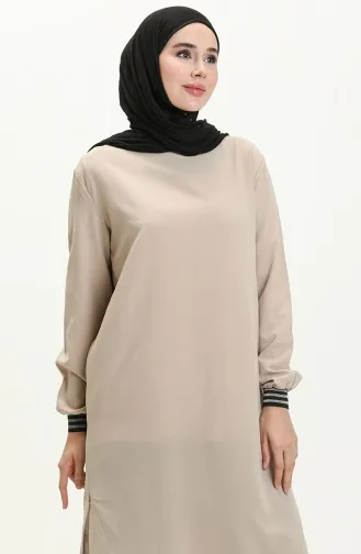 Geraffte Tunika Hose Zweier Set 3705-01 Beige 3705-01