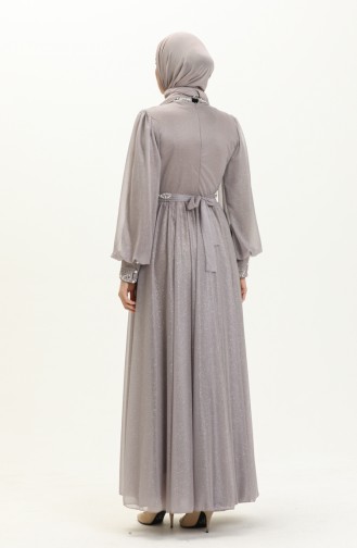 Gray Hijab Evening Dress 14110