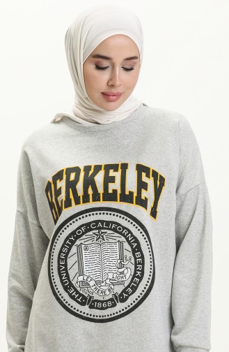 Berkeley Renkli Baskılı Tesettür Tunik 393 Gri