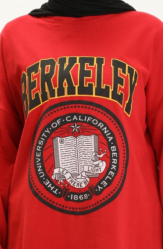 Berkeley Renkli Baskılı Tesettür Tunik 393 Kırmızı