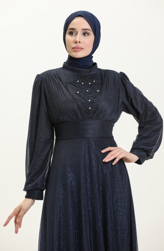 Dunkelblau Hijab-Abendkleider 2707