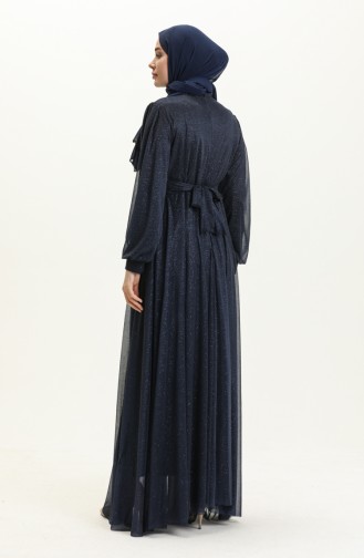 Dunkelblau Hijab-Abendkleider 2707