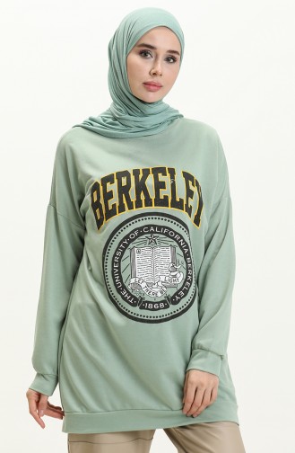 Berkeley Renkli Baskılı Tesettür Tunik 393 Mint