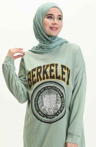 Berkeley Renkli Baskılı Tesettür Tunik 393 Mint