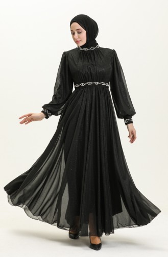 Schwarz Hijab-Abendkleider 14109