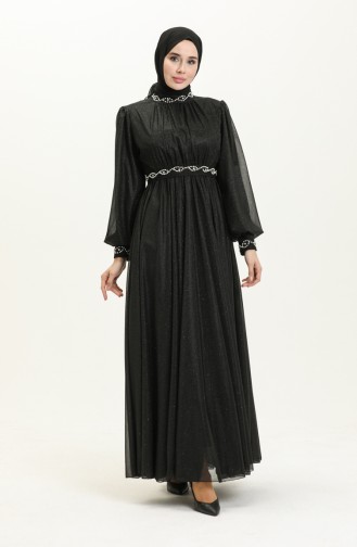 Black Hijab Evening Dress 14109