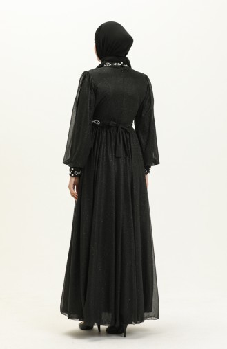 Schwarz Hijab-Abendkleider 14109