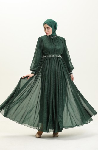 فساتين سهرة بتصميم اسلامي أخضر زمردي 14111