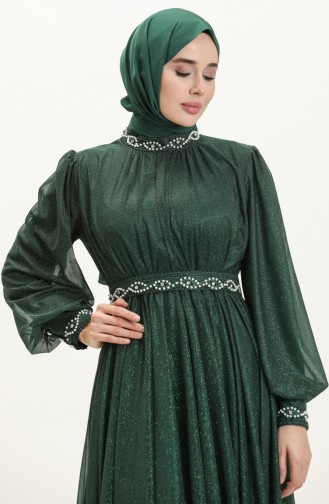 Perlendetailliertes Glitzer-Abendkleid Smaragdgrün 19004 14111