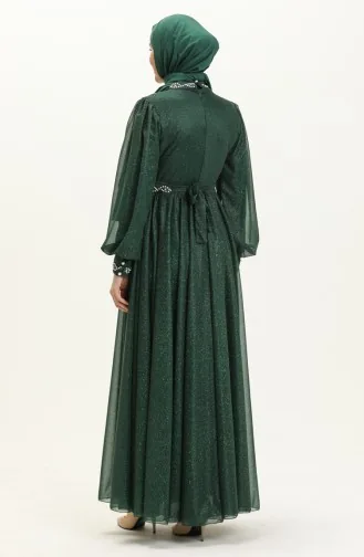 Robe De Soirée à Paillettes Et Perles émeraude 19004 14111