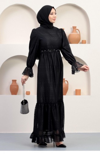 Schwarz Hijab-Abendkleider 14348