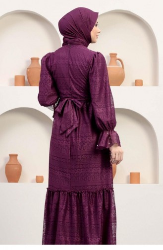 Plum Hijab Evening Dress 14350