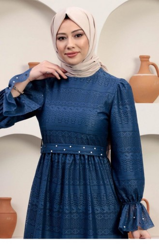 Indigo Hijab Evening Dress 14353