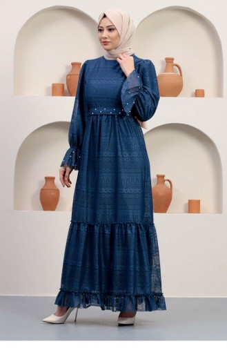 Indigo Hijab Evening Dress 14353