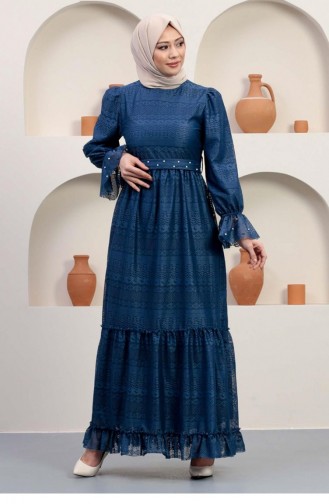 Indigo Hijab Evening Dress 14353