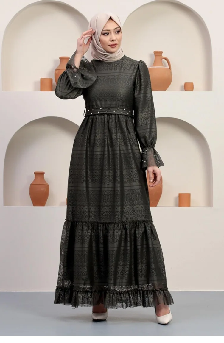 فساتين سهرة بتصميم اسلامي كاكي 14354