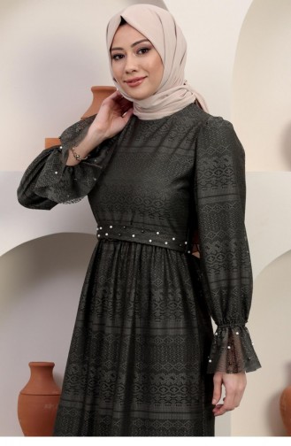 Khaki Hijab Evening Dress 14354