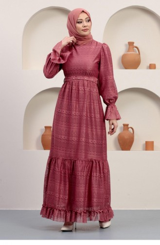 Beige-Rose Hijab-Abendkleider 14355