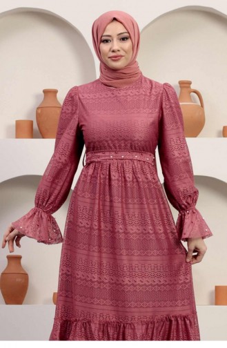 Dusty Rose Hijab Evening Dress 14355