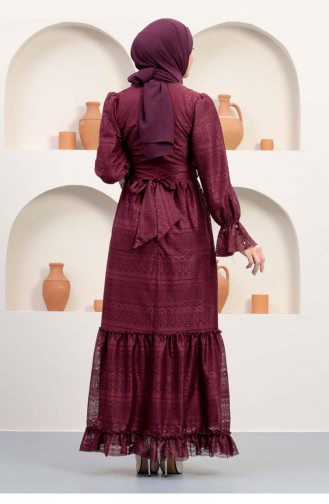 Claret Red Hijab Evening Dress 14357