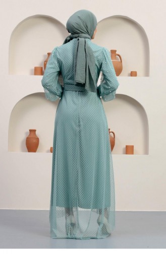 Mint Green Hijab Evening Dress 14369